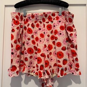 Torrid Red and Pink Floral High Waist Shorts